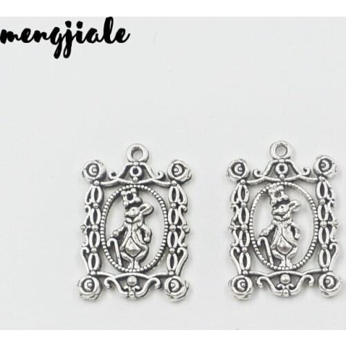 7pcs/lot Antique Silver rabbit Charm fit for Bracelets Necklace DIY Metal Jewelry Making 27*19mm