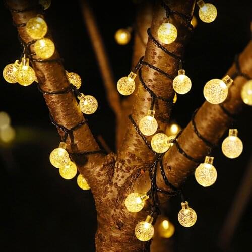 8 Modes Solar Light Crystal ball 7M/10M LED String Lights Fairy Lights Garlands For Christmas Party Outdoor Decoration