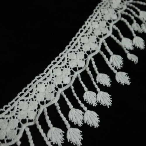 8cm*2yards embroidery flower Cotton fringed lace trims for wedding dress Water soluable lace trimmings for clothes