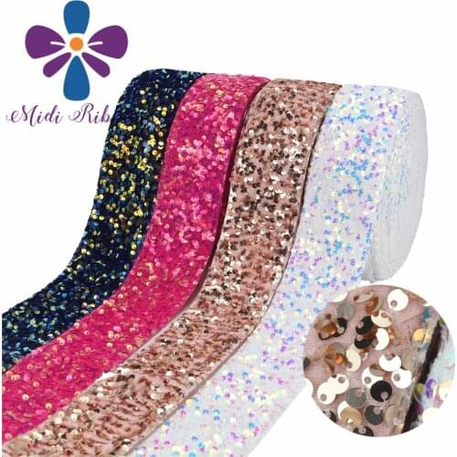 3 inch 75mm 25 Yards Sequin Velvet Ribbon DIY Holiday Cheer Hair Bow Material Handmade Decorative Accessories