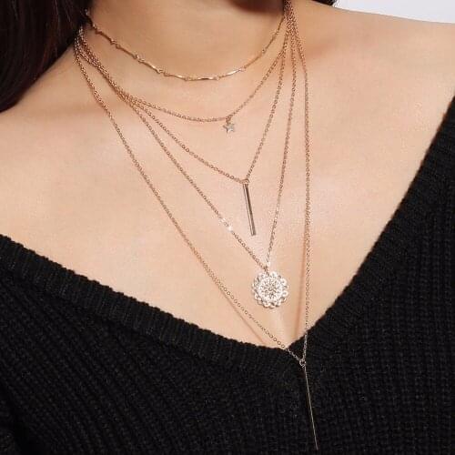 Bohemian Opal Star Choker Necklaces New Fashion Charm Pendant Necklace Women Vintage Geometric Boho Jewelry #272240