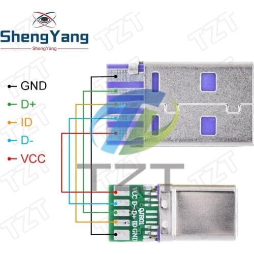 1Set Fast Charge Type-C USB 65W 5A Male Connector Welding With 5Pin PCB + Type A Male 6 Pin USB DIY OTG Data Charge DIY KIT