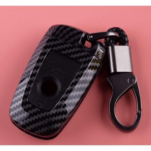 Carbon Fiber Style 3 Buttons Remote Key Fob Shell Silicone Cover Holder Case Fit for Ford