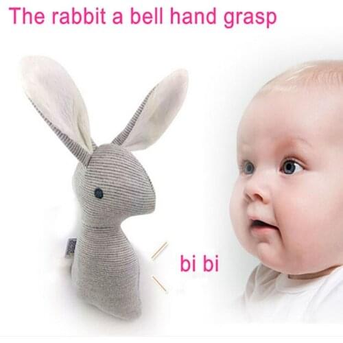 21cm Rabbit Baby Rattle mobiles Plush Toys BB Bunny Infant Ring Bell Crib Sound Cute Animal Sound Toy Kids Doll K0158