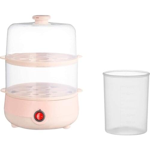 EAS-Mini Electric Pan Boilers 2-Layer Boiled Egg Cooker Multifunctional Heat 14 Eggs Bun Food Boiler Steamer 220V Auto Shut
