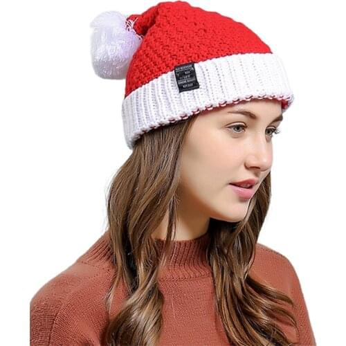 Festival Christmas Hat Red and White Knitted Xmas Hat Party Hats Holiday Costume Caps