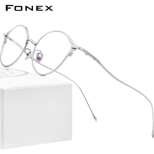 FONEX Pure Titanium Glasses Frame Women Retro Cat Eye Prescription Eyeglasses 2021 New Cateye Myopia Optical Eyewear F85657