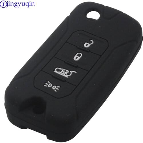 Jingyuqin New Remote Car Key Fob Silicone Case Cover Protector For Jeep Renegade Hard Steel 2016 Flip Key Shell 4 Buttons
