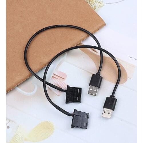 2Pcs PC Fan 4 Pin 12V To 5V USB 2.0 Connection Cable Computer Fan Power Cable Connector Adapter 4pin Fan To USB Adapter Cables