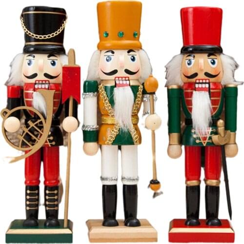 Classic Chubby Wood Nutcracker Solider Figures Festive Christmas Puppet Doll Toy Holiday New Year Ornament Home Shelf Décor