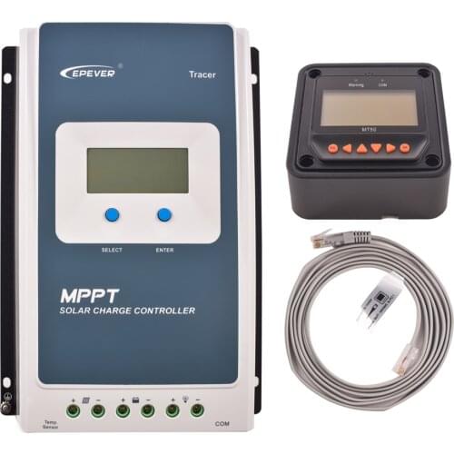 Tracer 2210AN 20A MPPT Solar Battery Charge Controller 12V 24V Solar Regulator LCD Light and Timer Load Control with MT50