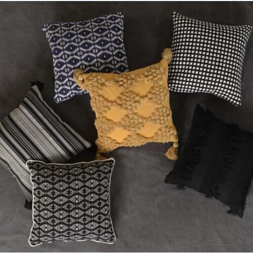 Morocco Boho Throw Pillow Cover Hand Woven Macrame Pillow Case 45*45 Tufted Luxury Cushion Cover with Tassel Sofa Bed Home Decor