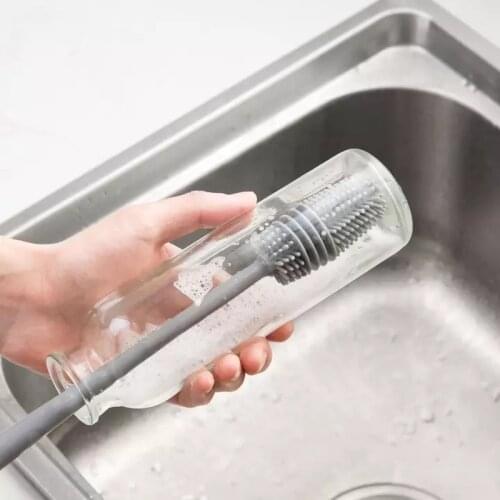 Multifunctional TPR Cleaning Brush Long Handle Cup Brush Household Kitchen Dishwashing Sponge Childrens Brush Milk Bottle Brush