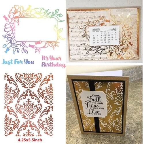 Music Floral Background Embellishment Hot Foil Plate for DIY Scrapbooking Letterpress Embossing Paper Cards Making Crafts 2020