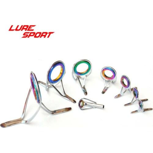 LureSport Guide and Top set multicolor ring silver frame Rod Building Component guide Fishing Pole Repair DIY Accessory