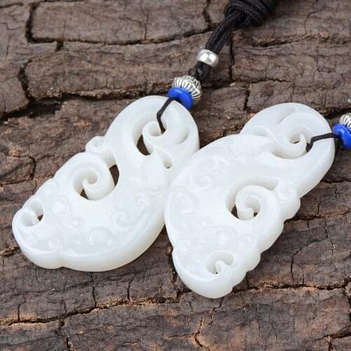 Natural 7A white jade pendant hollow hand-carved dragon jade pendants brand men women jadeite jade jewelry jade necklace women