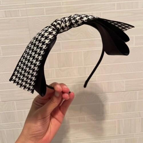 New Black Red Plaid Bow Bezel Headwear Women Headband Girls College Style Hair Bands Hairband Hoop for korean Hair Accessories
