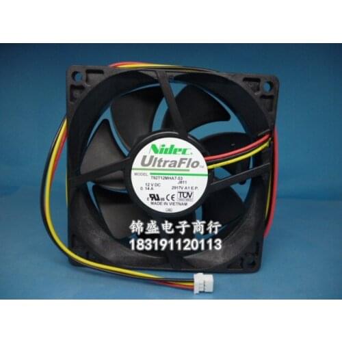 Original NIDEC T92T12MHA7-53 J811 DC 12V 9025 0.14A 90*90*25MM 3 line silent cooling fan