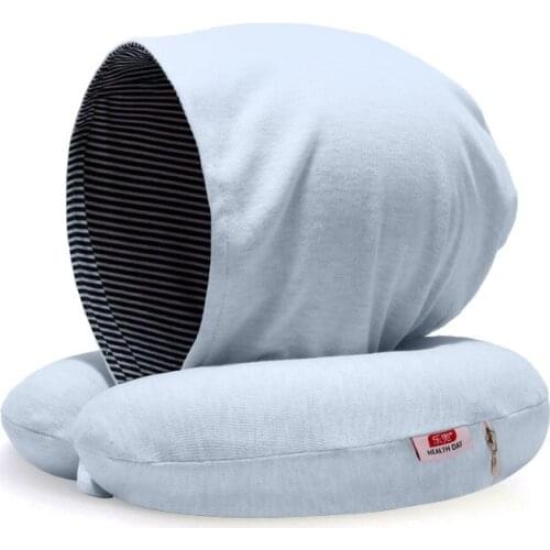 Hooded Sleep Memory Cotton Neck Pillow Travel Ergonomic Design Shading Protection Care for Cervical Health Neck Pillow