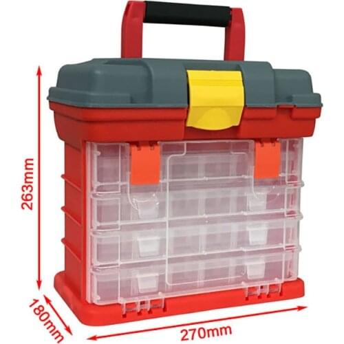 Portable Plastic Tool Storage Box Durable Organizer Box, 4 Drawers with 18 Compartments Each for Hardware, Fish Tackle, Beads