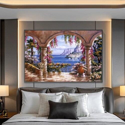 Venetian resort posters and printed abstract Venetian resort paintings on canvas decorated the living room with modern murals