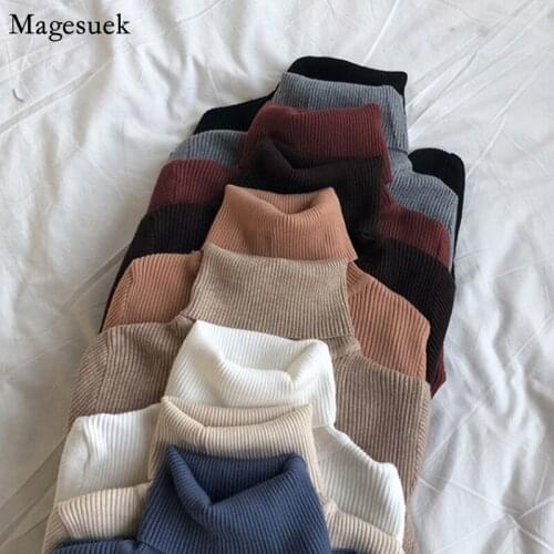 Pullover Women Turtleneck Sweaters 2021 Autumn Winter Jumper Tops Slim Long Sleeve Knitted Sweater Women Warm Pull Femme 16193