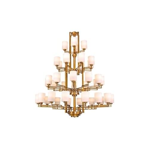 All copper chandelier light luxury simple living room lamp dining room bedroom duplex floor chandelier chandelier