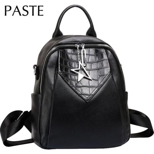 Star Zipper Design Crocodile Pattern Cowhide Leather Women Backpack Black High Quality Female Luxury Back Pack Travel Bagpack
