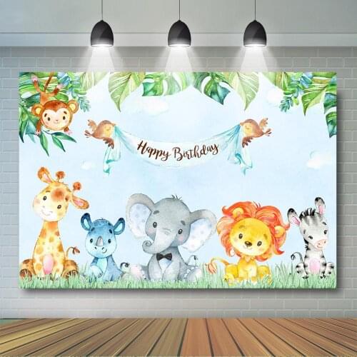 Safari Baby Shower Backdrop Jungle Animal Birthday Background Leaves Animals Baby Shower Birthday Party Decorations Banner