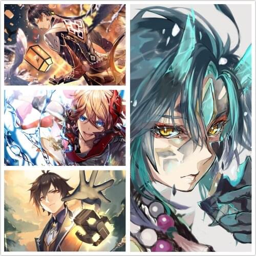 Self-adhesive Wall Sticker Wall Decor Genshin Impact Series Posters Anime Girl Wall Art Wall Painting Home Decoration Home Decor