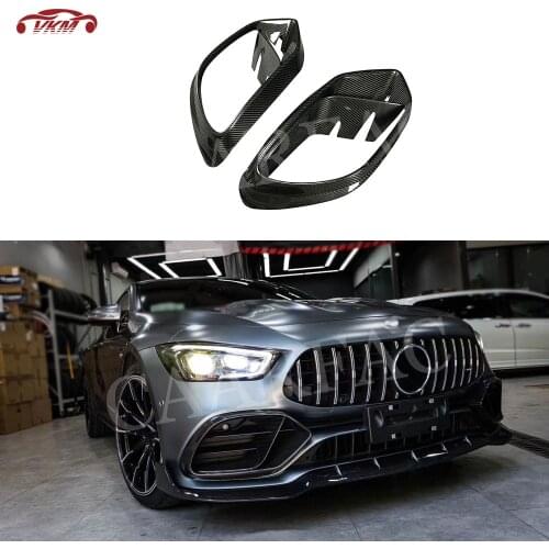 Dry Carbon Fiber Front Foglamp Trim Mesh Frame For Benz AMG GT50 GT53 2019 2020 B Style FRP Bumper Air Vent Grill Covers