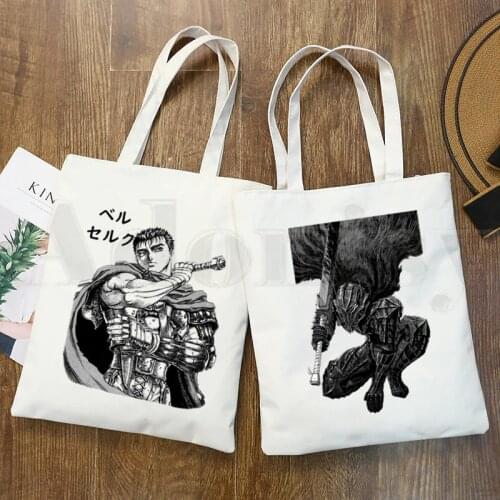 Dark Berserk Guts Japanese Anime Manga Graphic Cartoon Print Shopping Bags Girls Fashion Casual Pacakge Hand Bag