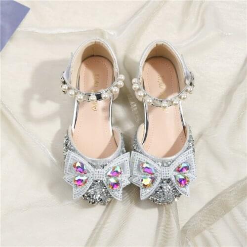 Girls Princess Shoes 2021 Summer New Girl High Heels Fashion Hollow Sequined Sandals Children Crystal Shoes for Party Hot Chic