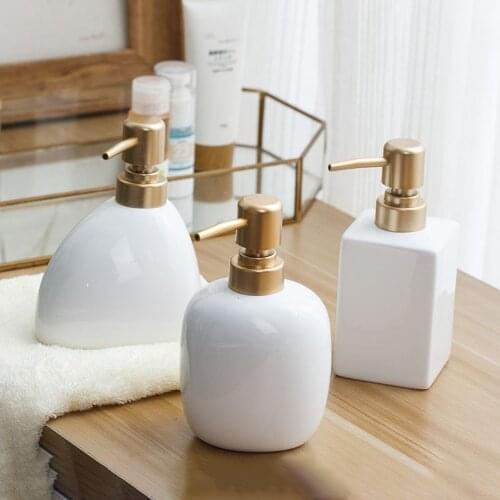 Bathroom Ceramic Soap Dispenser Body Wash Hand Sanitizer Shampoo Bottle 320ml 360ml 450ml Detergent Replace Empty Sub-bottle