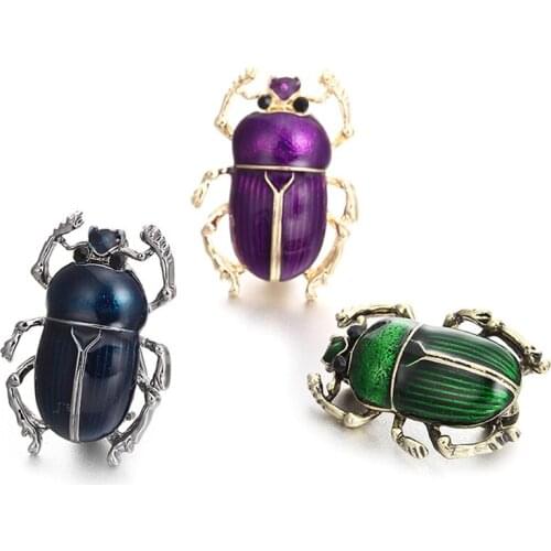 Vintage Jewelry Beetle Brooches for Women Kids Enamel Green Fleur De Lis Animal Insects Brooch For Jewelry Hijab Pins