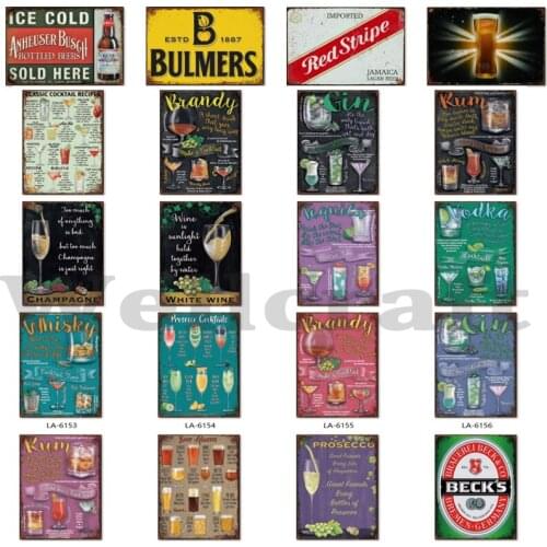 [ WellCraft ] Brandy GIN RUM Vodka BUCK Whiskey Metal Sign Posters Vintage Iron Painting Custom Club Decor LTA-1706