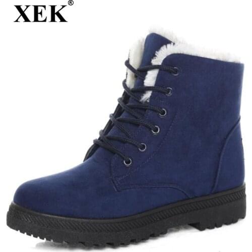 XEK Fashion warm snow boots 2018 heels winter boots new arrival women ankle boots women shoes warm fur plush Insole shoes ZLL01