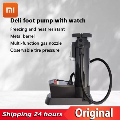 YOUPIN Deli Pedal Pump Mini Bike Pump Foot Pump with Watch Portable Air Bicycle Pump Pedal Basketball Tire Inflator
