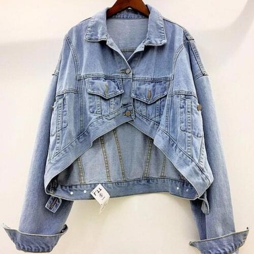 Women Casual Loose Bat Sleeve Short Jeans Denim Jacket Female Spring Summer Oversize Vintage Coat Korean Style Outwear Clothes