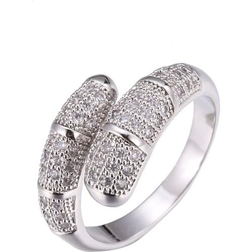 Women Rings Micro-set Zircon Geometric Silver-plated Rings Fashion Glamour Banquet Engagement Rings Birthday Gift For Girlfriend