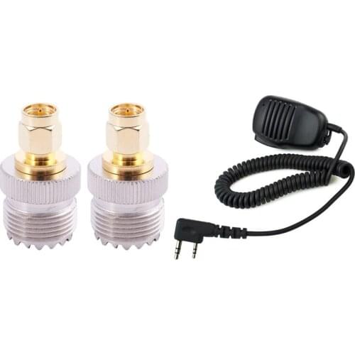 1x 2 Pin PTT Speaker MIC for BAOFENG Kenwood Walkie Talkie BAOFENG UV-5R BF-888S Two Way Radio & 2x SMA Male to UHF Female SO239
