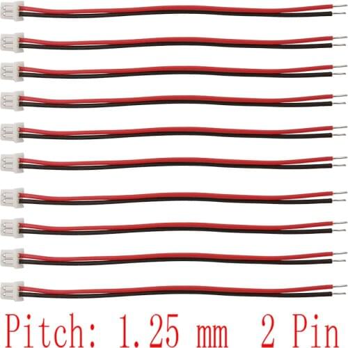 10/20Pcs Micro JST PH 1.25 mm 2 Pin Cable Connector 1.25mm JST 2P Single Head Plug Electronic Wire Connector 10cm 15cm 20cm 30cm