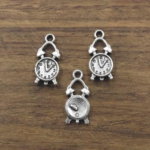10pcs Alarm clock charms 18*8.5mm Tibetan Silver Plated Pendants Antique Jewelry Making DIY Handmade Craft
