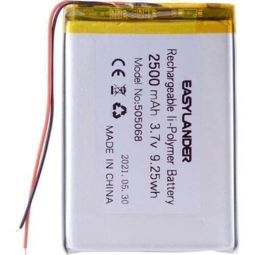 3pcs/Lot 3.7V 2000mAh 505068 Rechargeable li Polymer Li-ion Battery For electronic part DIY lighting Oticon Streamer GPS 055068
