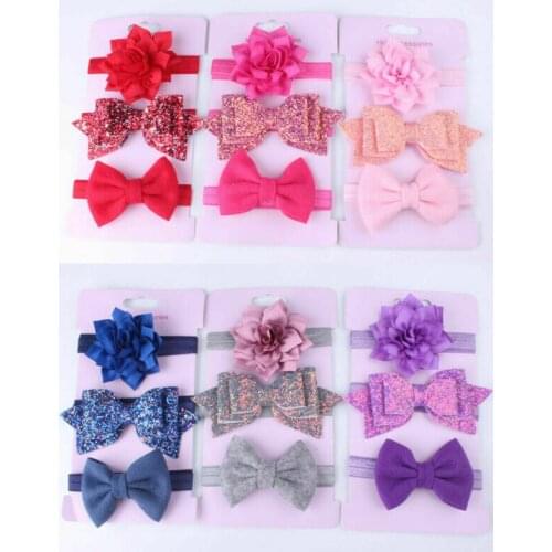 3PCS Infant Baby Girls Bow Headband Newborn Elastic Hairband Hair Accessories