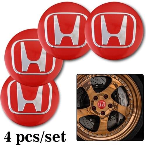 4Pcs Car Wheel Center Cap Emblem Sticker For Honda Civci CRV 5th FIT Accord City Prelude CR-V CR-Z CRX Jazz HRV Pilot Odyssey S