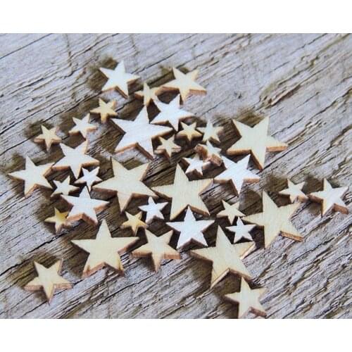 6mm-10mm Mini Tiny Wooden Stars Shapes Confetti Wedding Christmas Table Scatter Decorations diy Crafts Scrapbooking