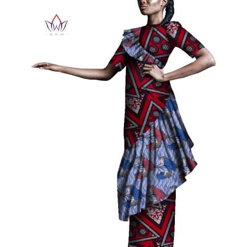 2021 African Dresses for Women Ankara Print Wax Evening Long Dress Dashiki African Clothes O-neck Cocktail Formal Attire Wy9065