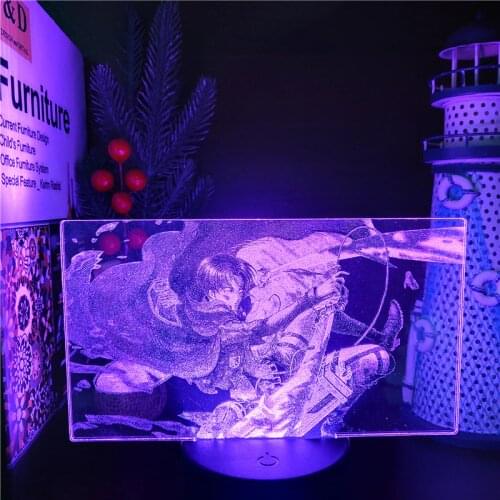 Acrylic 3D Lamp Anime Attack on Titan Captain Levi Ackerman Figure Night Light Home Room Decor Light Cool Kids Child Manga Gift