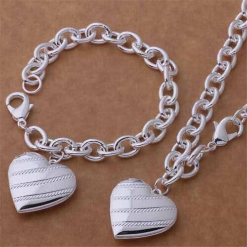 AS384 Hot Sale Silver Plated Color Jewelry Sets For Women Wholesale High Quality Classic Bracelet Necklace